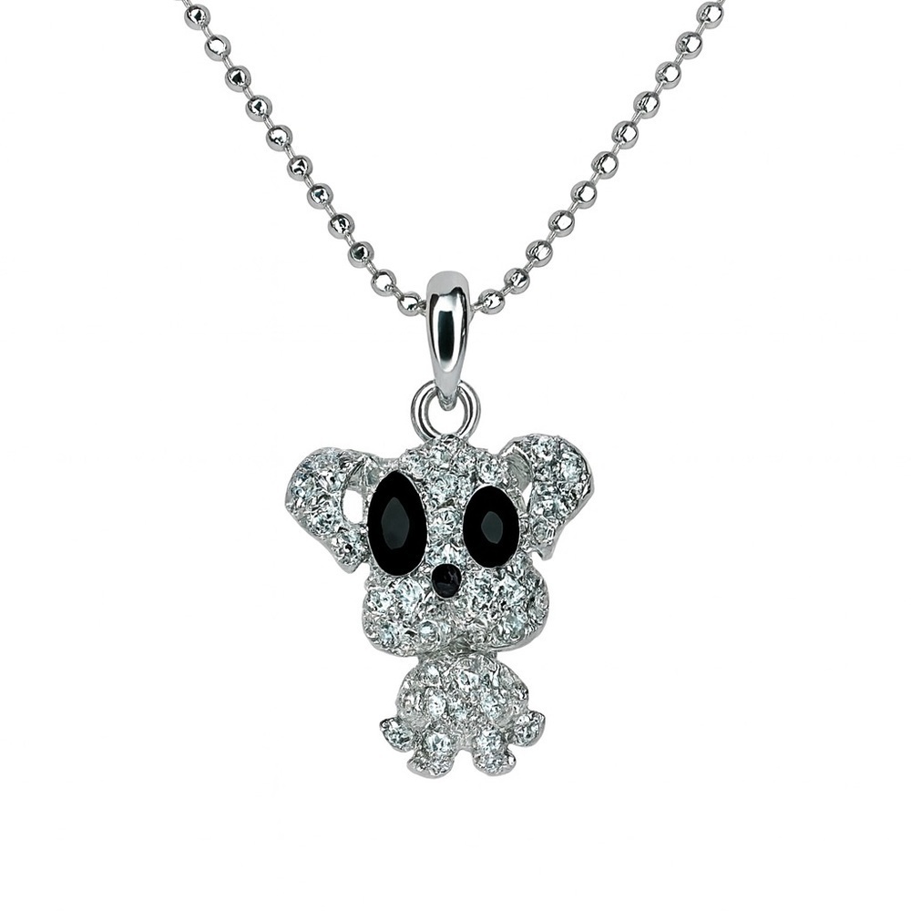 Silver and Black Puppy Necklace